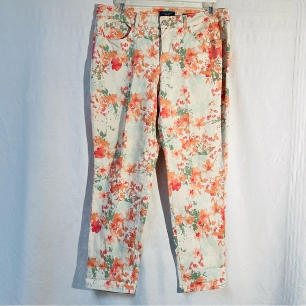 Charter Club Pants Womens 14  Bristol Skinny Ankle Floral Cotton Tropical